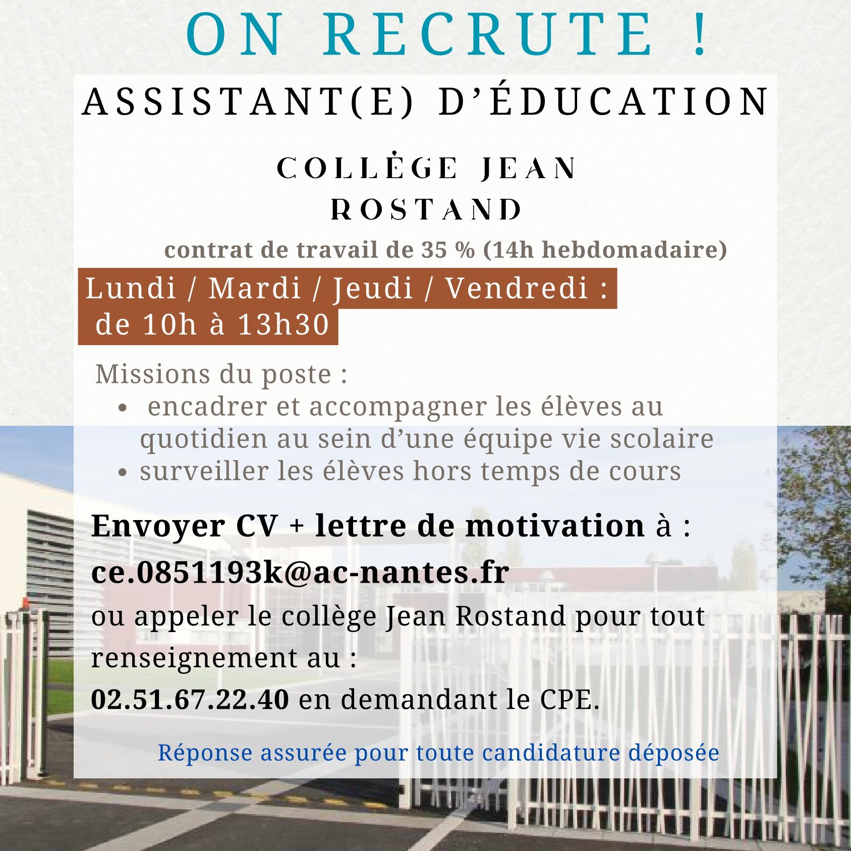 Recrute assistant(e) d'éducation affiche-1